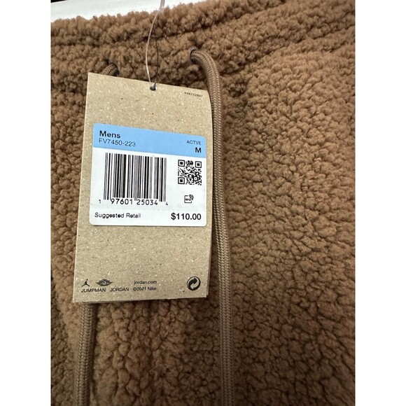 Size M Nike Jordan Flight High-Pile Sherpa Fleece Pants Brown Loose FV7450-223 - Picture 4 of 4